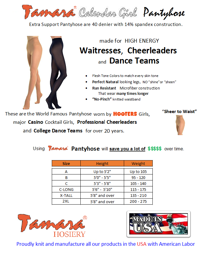 Tamara Calendar Girl Pantyhose “SILK PLUS” SHEER to WAIST with Feet – 241  Pantyhose 2 for 1 Pantyhose by Tamara Hosiery